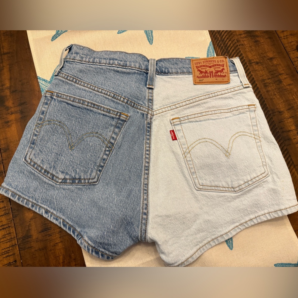 Levi's Two-Tone Blue Denim Jean Shorts